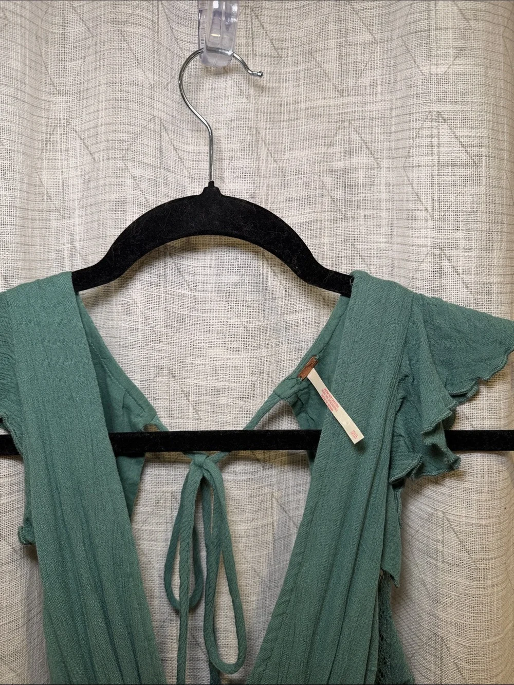 Free People Teal Green Ruffled Backless V-Neck Sundress - Picture 4 of 6